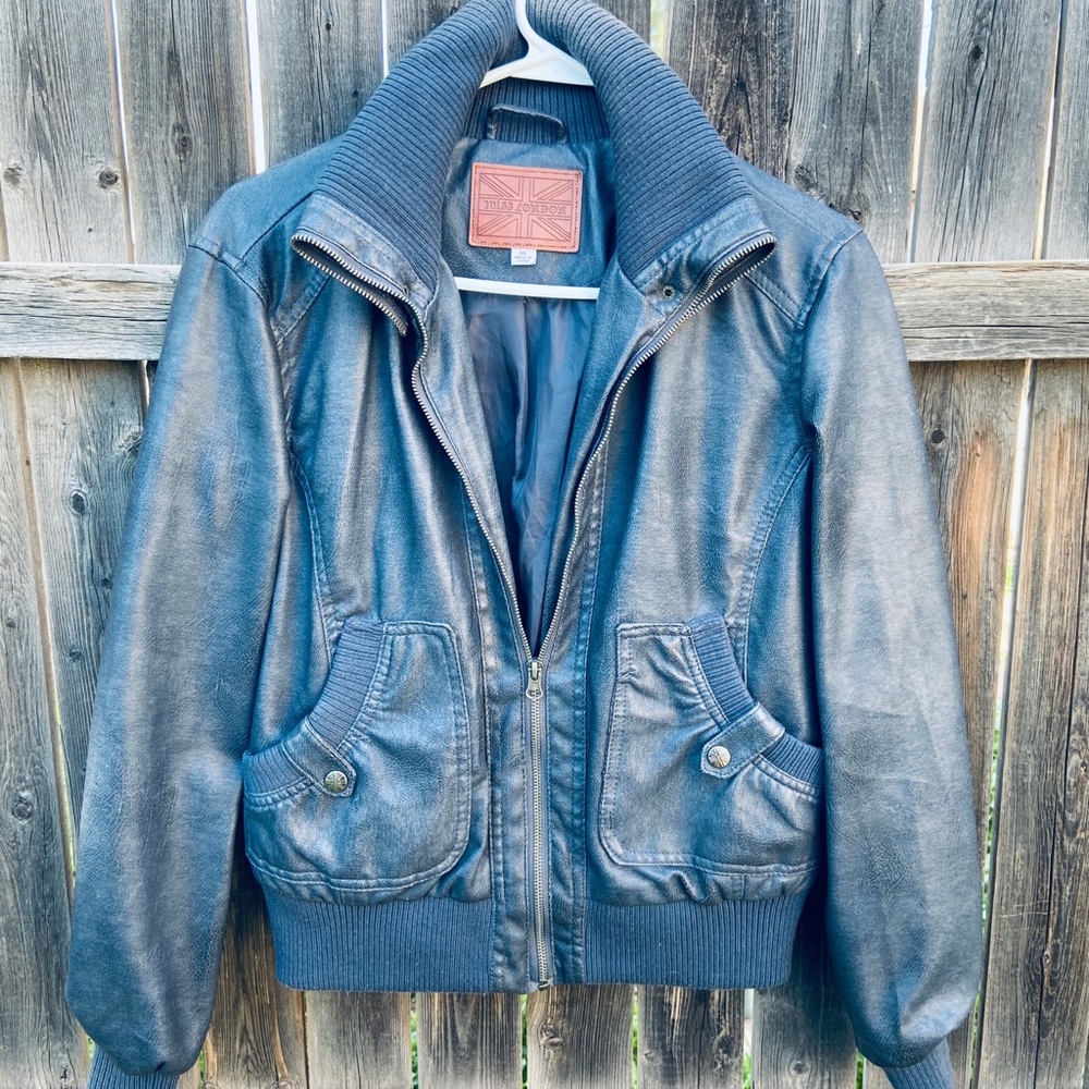 Cool Grey Faux Leather Jacket